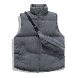 Men s Down Parkas 2023 Winter Vest Fashion Harajuku Waistcoat Sleeveless Men Warm Thick Jacket With Backpack Corduroy Autumn Coats M 4XL 231129