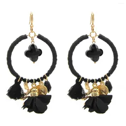 Dangle Earrings Boho Oorbellen Jewelry Four-Leaf Clover Crystal Drop Tassel Flower Luxury Party Dress Accessories For Women