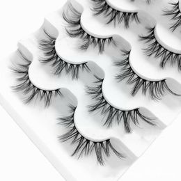 False Eyelashes 5Pairs Naturally Wear Thick Everyday Sharp Waterproof Lashes Cross Tail Simulation Long-las X4T3False