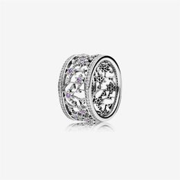 Genuine New 925 Sterling Silver Forget Me Not Ring With Purple Crystal & CZ For Women Wedding & Engagement Rings Fashion Jewelry225T