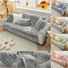 Chair Covers Rabbit Plush Sofa Slipcovers Universal Non-slip Super Soft Sofa Towel Couch Cushion Covers For Living Room Modern Home Decor Q231130