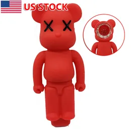 4 inch Hand Pipes Unbreakable Hand Pipe Red Angry Bear Hand Bongs Smoking Hand Pipe + Glass bowl