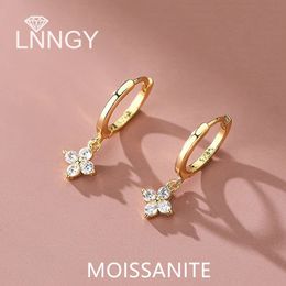 Stud Lnngy 925 Silver Earrings Original Certified m Four Leaf Clover Drop Earring For Women Girls Wedding Jewellery Gift 231129