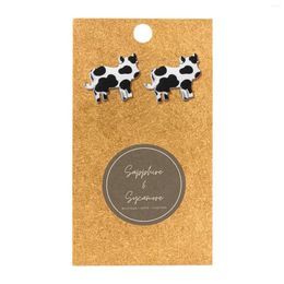 Stud Earrings Women's Scottish High-land Cattle Handmade Acrylic Cow Interesting Holiday With Card
