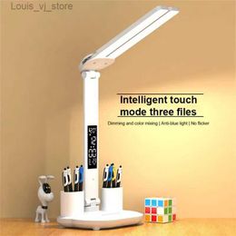 Book Lights USB Dimmable LED Table Lamp Touch Folding Table Lamp with Calendar Temperature Clock Night Light for Study Reading Lamp YQ231130