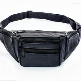 Waist Bags 2023 Style Men Leather Casual Fanny Pack Belt Bag Purse Hip Pouch Travel Sports Packs