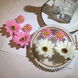 Dangle Earrings Fashion Flower Daisy Pink Exaggerated Cloth Art Metal Holiday Wind Sunflower Jewellery