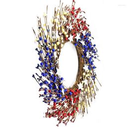 Decorative Flowers July 4th Decor Patriotic Wreaths Fourth Of Wreath 10 Inch Red White Blue Stripe Stars Tree Topper Bow For