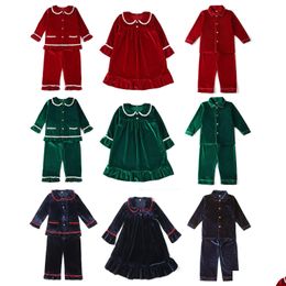 Pyjamas Family Matching Sibling Kids Clothes Veet Red Baby Girls Boys Christmas Pyjamas 2 Pieces Pjs Children Set 230310 Drop Delivery Dhghl