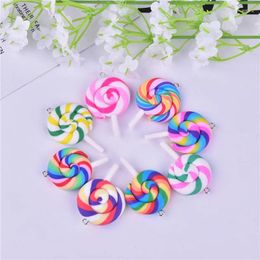 Charms 10pcs Clay Colourful Lollipop Handmade Earring Keychain Necklace Pendant Jewlery Findings