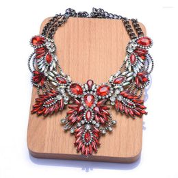 Choker Chokers Red Blue Green Crystal Rhinestone Necklaces For Women Jewellery Ethnic Statement Large Collar Big Bib NecklaceChokersChokers