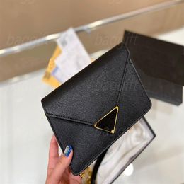 Designer Vintage Saffiano Gold Chain Calf leather Crossbody Shoulder bag Envelope bags Letter Handbag city Lady Mini Purse Wallet 284t
