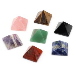 Decorative Objects & Figurines 35MM Natural Stone Rose Quartz Tiger Eye Home Decoration Pyramid Shape Amethyst Crystal Agate Reiki255z