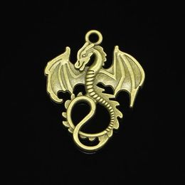 36pcs Zinc Alloy Charms Antique Bronze Plated dragon loong Charms for Jewelry Making DIY Handmade Pendants 34 26mm231z