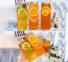 Storage Bottles 10pcs Milk Tea Cup Plastic Juice Bottle Drink Packing With Lid Coffee Shop Takeaway Supplies