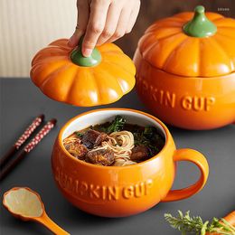 Bowls Ceramic Instant Noodle Bowl Halloween Pumpkin Cute Japanese Tableware High Capacity Kitchen Supplies