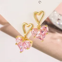 Dangle Earrings Love Star Zircon Stud Women Exquisite Peach Heart Hollow Out Ear Buckle Earring Party Jewelry Accessory
