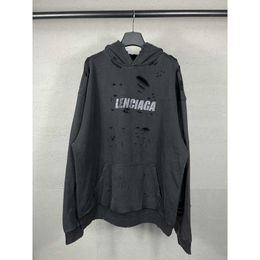 B Letter 2023 New Destruct Letter Wash Water Embroidered Hoodie For Male And Female Couples T231130