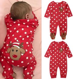 Rompers Christmas Baby Boy Romper Girl Clothes Printed Long Sleeve Xmas born Jumpsuit Infant Outfits 231129