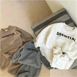 Clothing Sets New Fashion Spring Winter Boys Girls Clothes Fleece Warm Tracksuit Kids Designers Sweatshirts Pants Baby Sportsuit Drop Dhzns