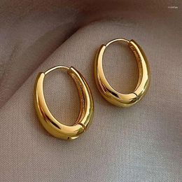 Hoop Earrings Fashion Smooth Metal Oval For Woman Girls Party Jewelry Gift E923