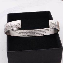 Bangle Engraved Remember To Be Awesome Bracelet Stainless Steel Inspirational Bangles Opening Women Girl Friend Jewellery Birthday Gift