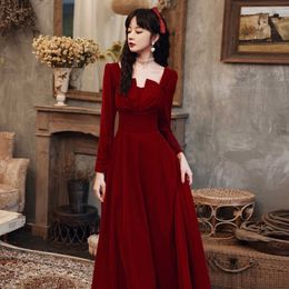 Party Dresses Wine Red Cocktail Dresses for the Bride in 2023 Summer and Autumn Engagement Return Home Evening Dresses Dresses That Can Be Worn on Weekdays