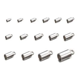 50PCS 15 Sizes Chain Cord Crimp end Beads Stainless Steel Bucket Cord Crimp End Caps Fasteners for Jewelry DIY Making Accessories 263x