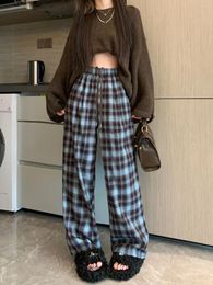 Women's Pants QWEEK Korean Fashion Plaid Women Y2K Vintage 90s Basic Checked Trousers Oversized Harajuku Retro Baggy Casual Sweatpants