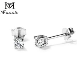 Kuololit 100% moissanite Gemstone Stud Earrings for Women Solid 925 Sterling Silver D Colour Solitaire Fine Jewellery New Arrival CX2235W