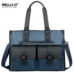 Men Oxford Briefcase Male Business Casual Handbags Laptop Bags Documents Storage Bag Fashion Shoulder Black Blue XA901ZC 2201252858