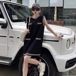 Casual Dresses Sweater Dress Women Plus Size Loose Elegant Vestidos Black Short Sleeve Korean Style Knitting 2023 Summer Woman Clothes