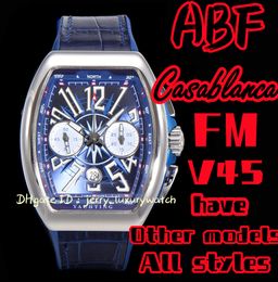 ABF / FM Vanguard Yachting V45, cronografo 44x54mm, movimento meccanico ETA7753, cinturino in caucciù premium, vetro zaffiro, versione diamante blu argento