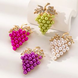 New Imitation Pearl Grape Brooches for Women Sweater Coat Dress Bags Badge Lapel Pins Clothes Accessories Fashion Jewellery Gifts