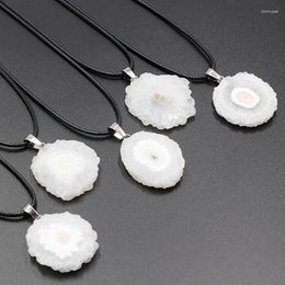 Pendant Necklaces Reiki Natural Agates Geode Quartz Sun Flower Ore Rock Crystal Cluster Necklace For Women Men Fashion Jewellery