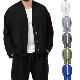 Men's Tracksuits 2024 Sets Spring Autumn Solid Loose Long-Sleeve Jackets Pants Two Piece Retro Streetwear Man Casual Sport Suits