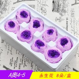 8pcs 4-5cm Preserved Flower Everlasting Rose Immortal Austin Gift Box DIY Eternal Life Flower Material wedding party home decor 210317