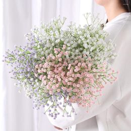 Decorative Flowers Artificial Flower Plastic Baby Breath Gypsophila Fake Silicone Plant Wedding Home El Party Decoration 6 Colours