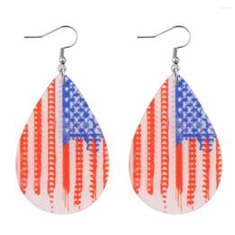 Hoop Earrings Border American Independence Day National Flag Red And White Stripes Double Sided Acrylic Water Drop