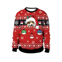 Men's Hoodies Christmas Pullovers Sweaters For Men Santa Claus 3D Print O-Neck Sweater Top Couple Clothing Holiday Women Sweatshirts