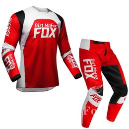 2022 Moto 180 360 Trice Lux Gear Set Dirt MoFox Jersey Pants MTB Bike Kits Mountain Bicycle Offroad Red White Suit Mens