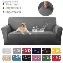 Chair Covers Waterproof Solid Colour Sofa Covers for Pets Kids Elastic Corner Couch Cover L Shaped Chaise Longue Slipcover Chair Protector Q231130