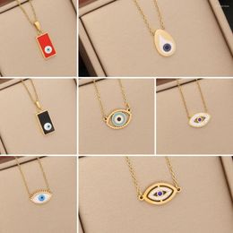 Pendant Necklaces 316L Stainless Steel Eye Necklace For Women Trend Multicolor Girls Jewellery Chain Birthday Gifts