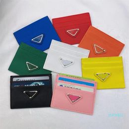 Fashion Design Triangle Mark Card Holders Credit Wallet Leather Passport Cover ID Business Mini Pocket Travel for Men Women Purse 257c