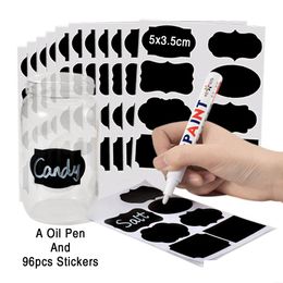 Wall Stickers 96Pcs Reusable Kitchen Jam Jar Label Blackboard Sticker Use On Candy Snack Nut Storage Box Container With Oily Pen Dro Dh54T