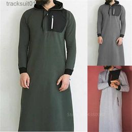 Men's Robes Mens Clothing Robe Long Sle S Arab Thobe Jubba Thobe Man Kaftan Winter Sweater Islamic Hoodies Dressing S-3XL L231130