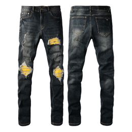 Miri Designer Mens Jeans Motorcycle Jeans High Street Hole Star Patch Mens Womens Embroidery Panel Baggy Ksubi Jeans Stretch Slim-fit Trousers Pants L58K