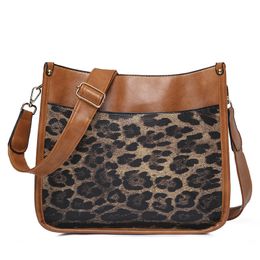 Guitar Strap Crossbody bags for women solid Colour PU Leather handbag leopard printed wide Strap Adjustable shoulder bags