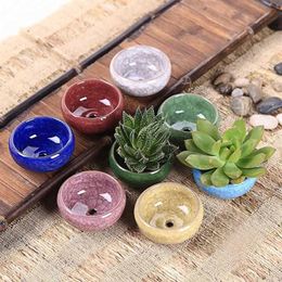 YeFine 8PCS Lot Ice-Crack Ceramic Flower Pots For Juicy Plants Small Bonsai Pot Home and Garden Decor Mini Succulent Plant Pots LJ261w