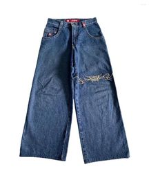 Женские джинсы в стиле Харадзюку, уличная одежда в стиле хип-хоп, мешковатые Y2K, винтажный карманный узор для мужчин и женщин, американские широкие брюки с высокой талией